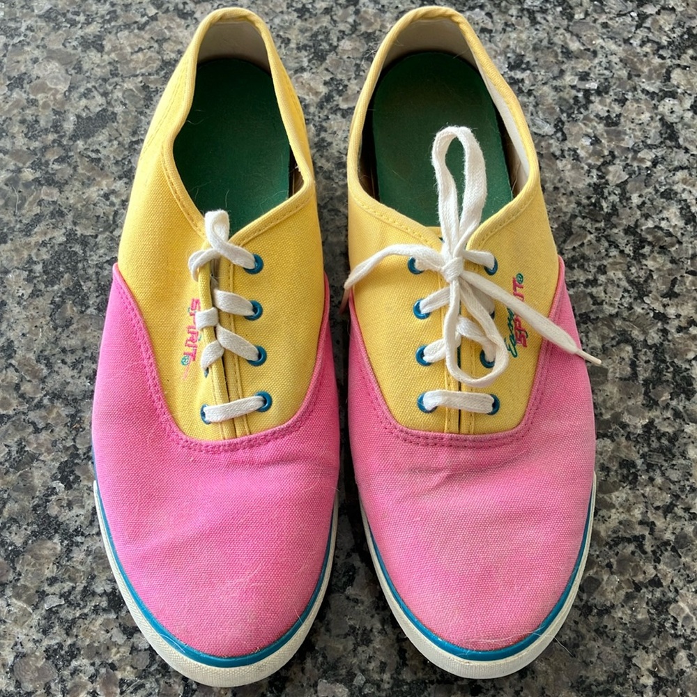 Easy Spirit Pink and Yellow Sneakers Casual Lace-Up